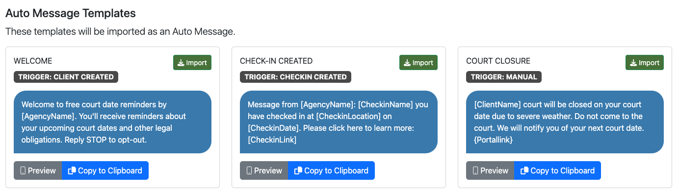 Auto Messages Samples