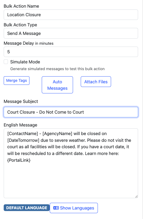 Edit Message for Bulk Action
