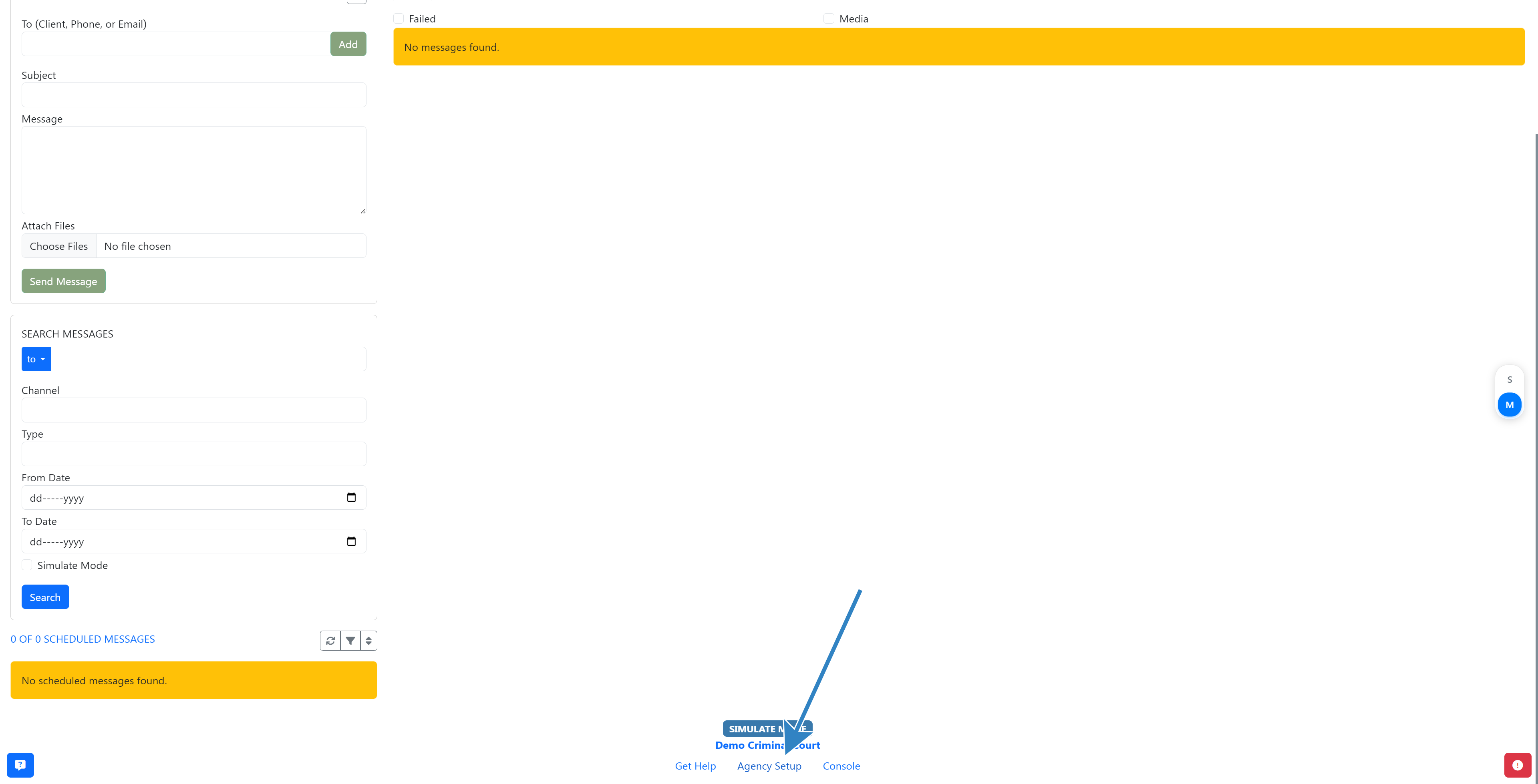 Scroll to bottom and click agency setup
