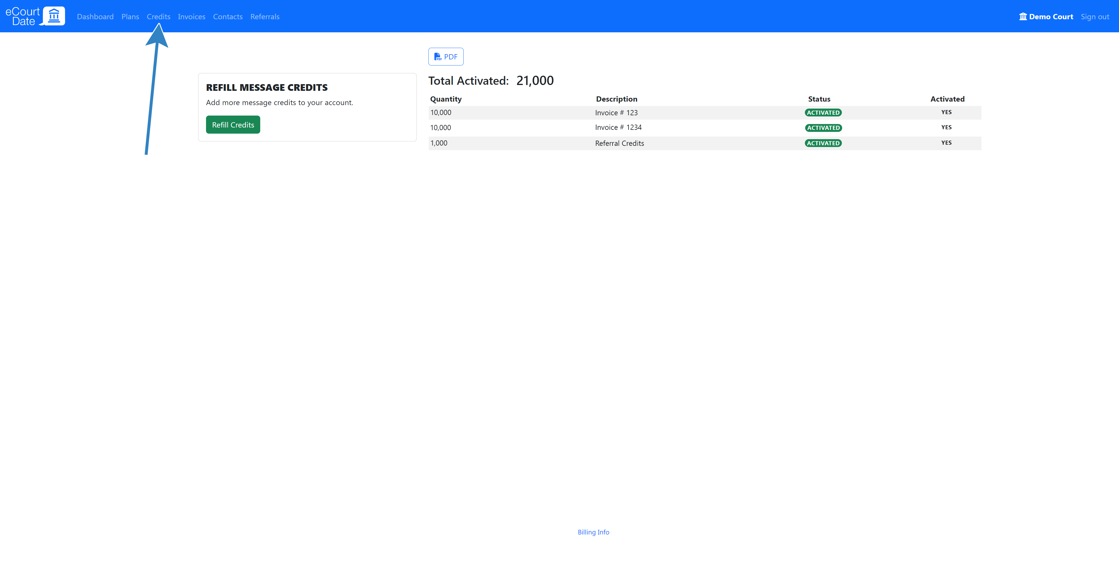 Navigate to credits