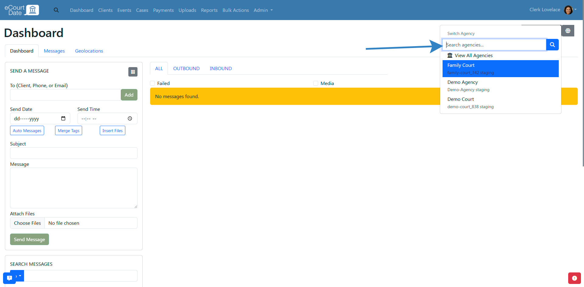 Search the agency name