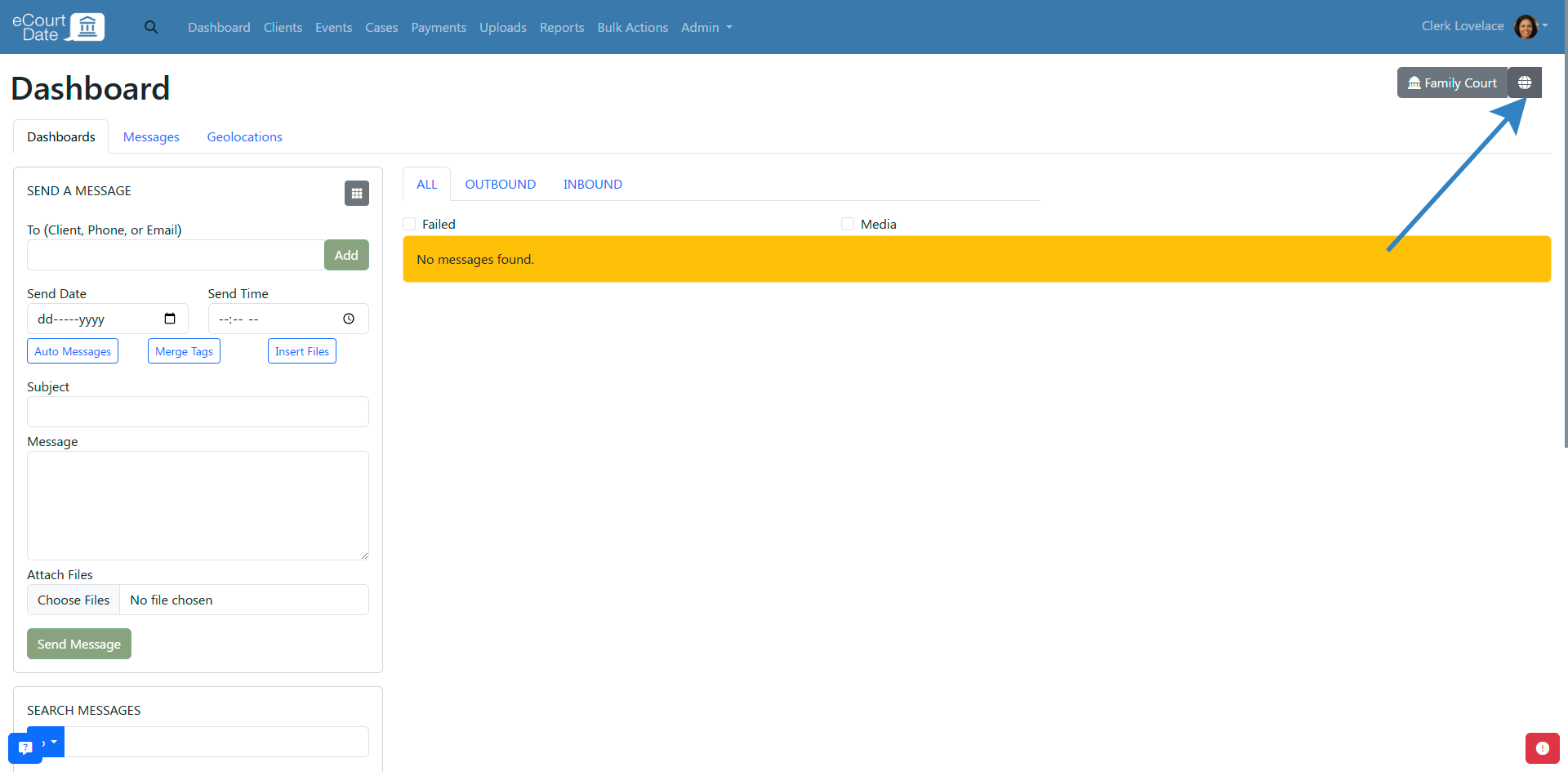 Click the globe icon