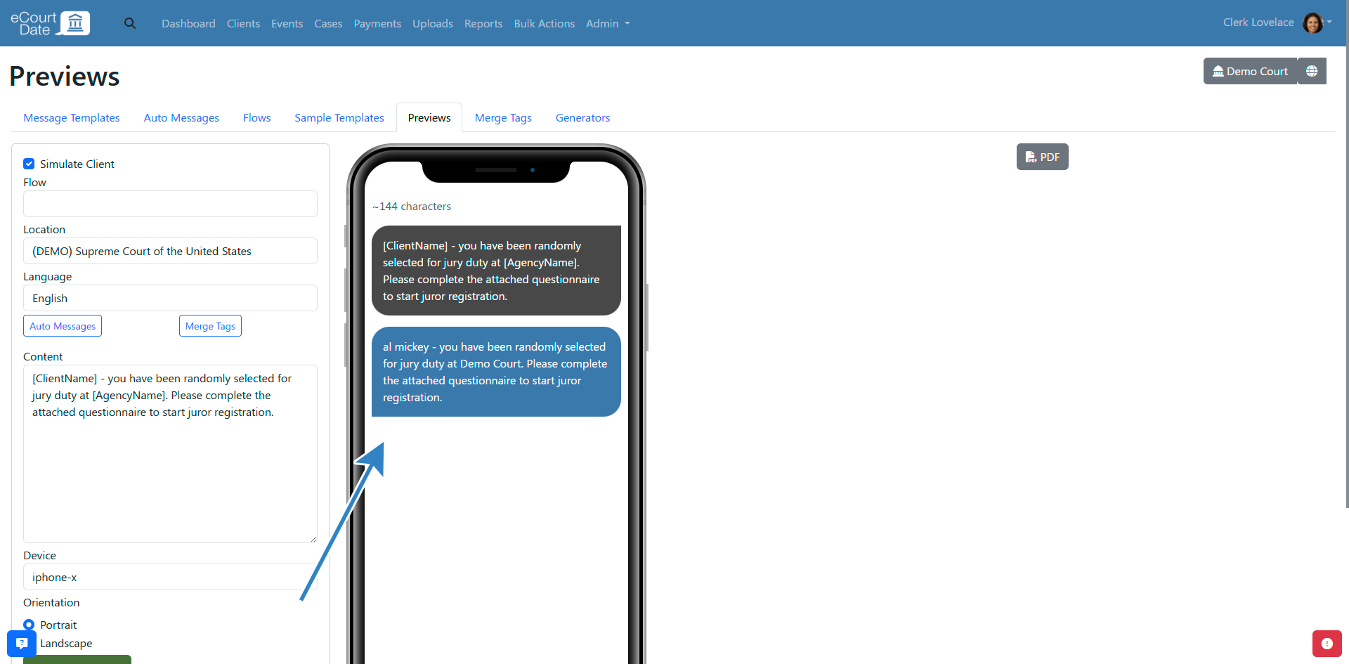 Preview message