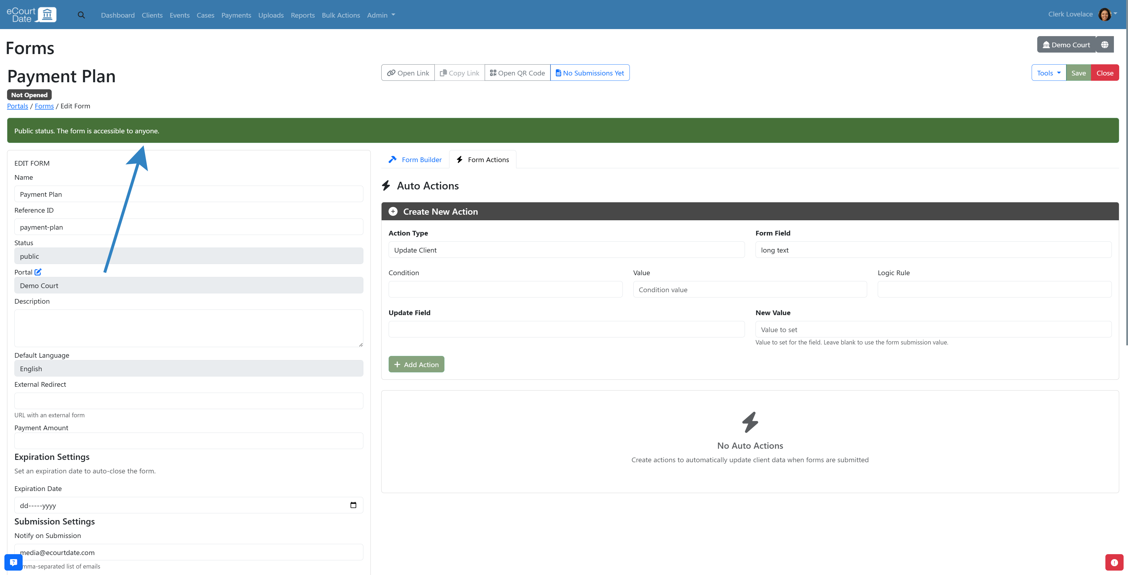 Status set to public