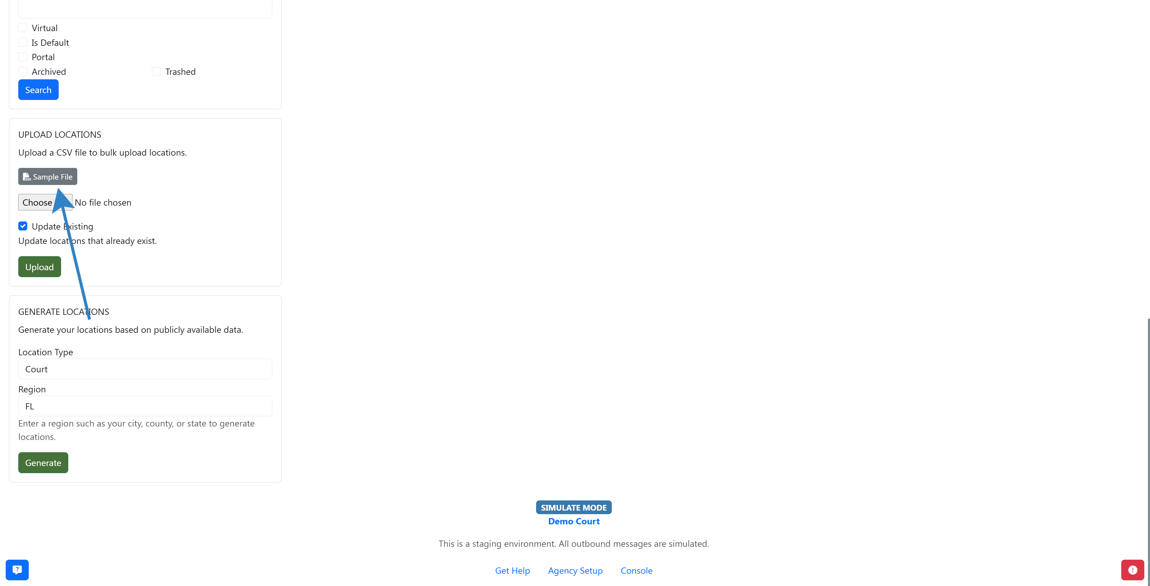 You can bulk upload locations from CSV file