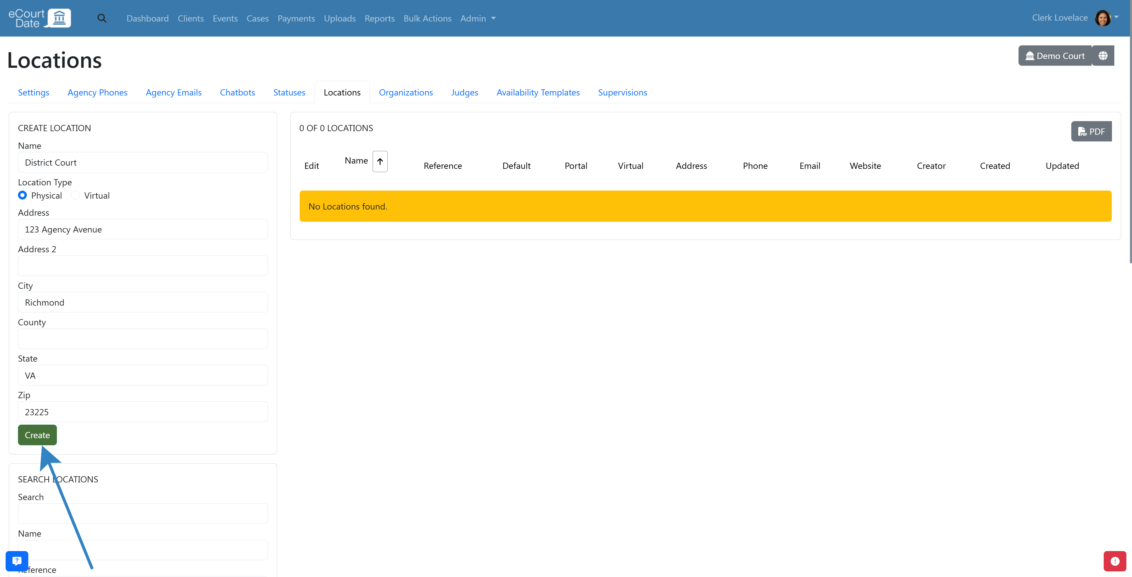 Click Create button once you added address