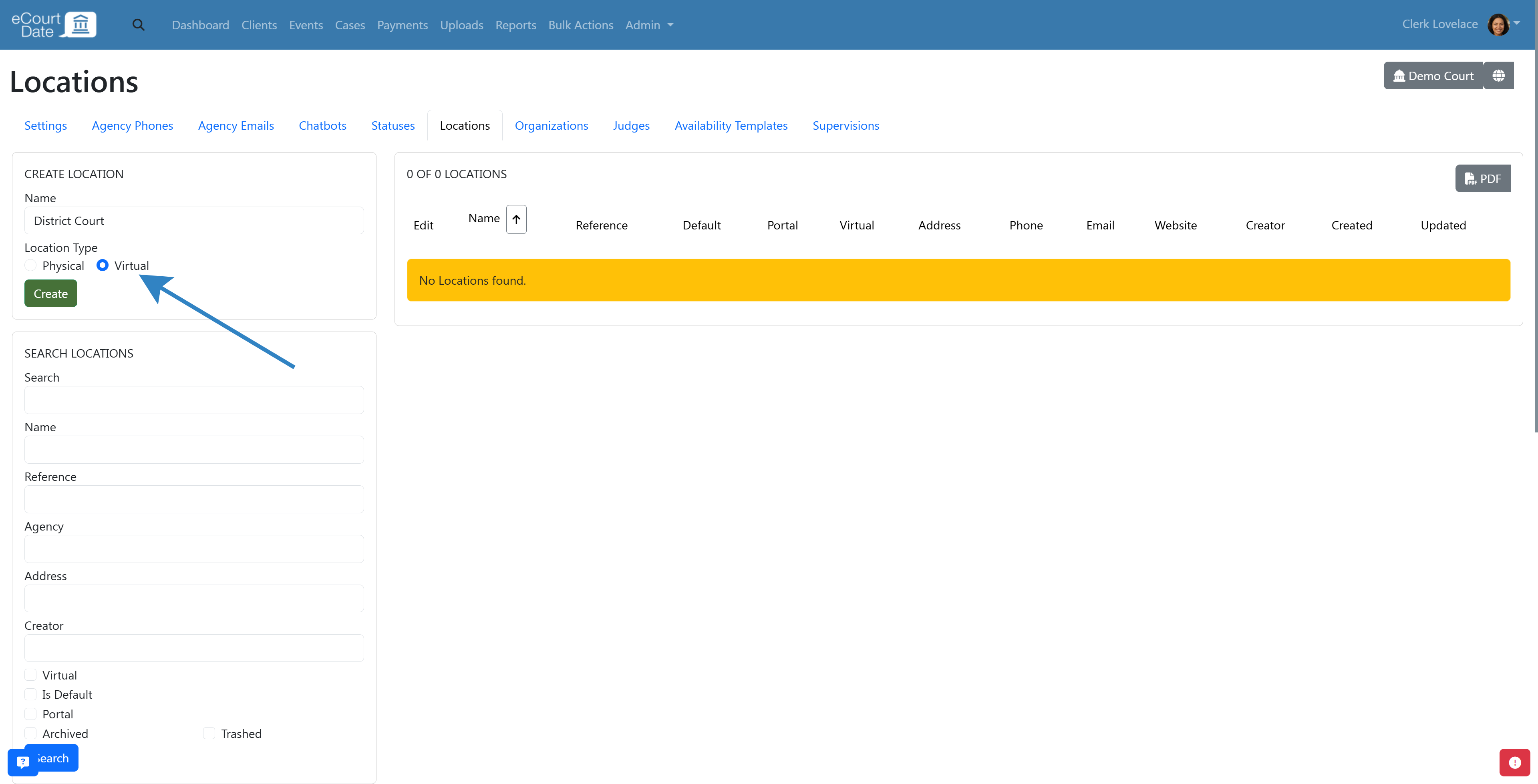 Add Virtual address in case Virtual Location