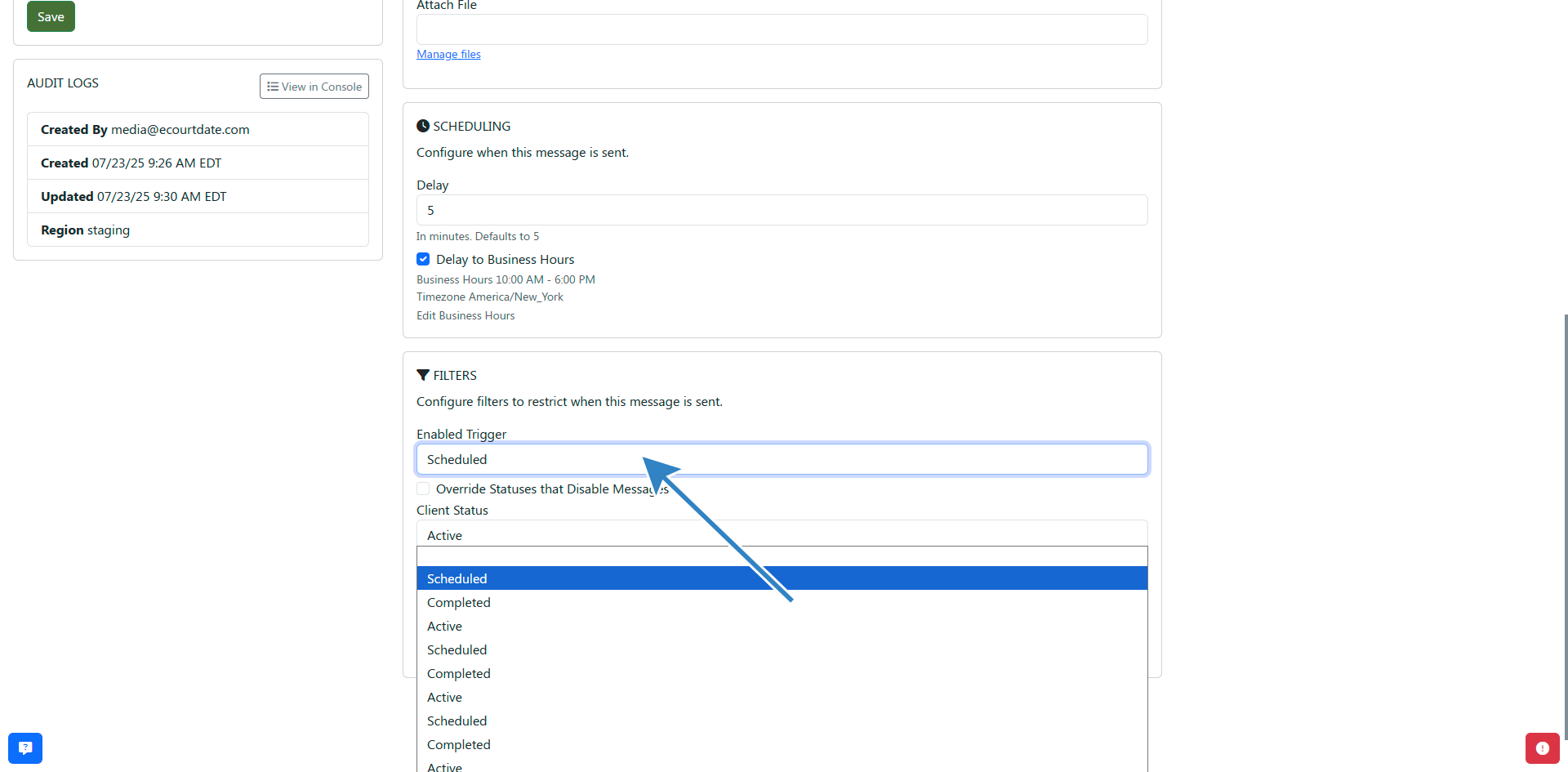 Different filter options
