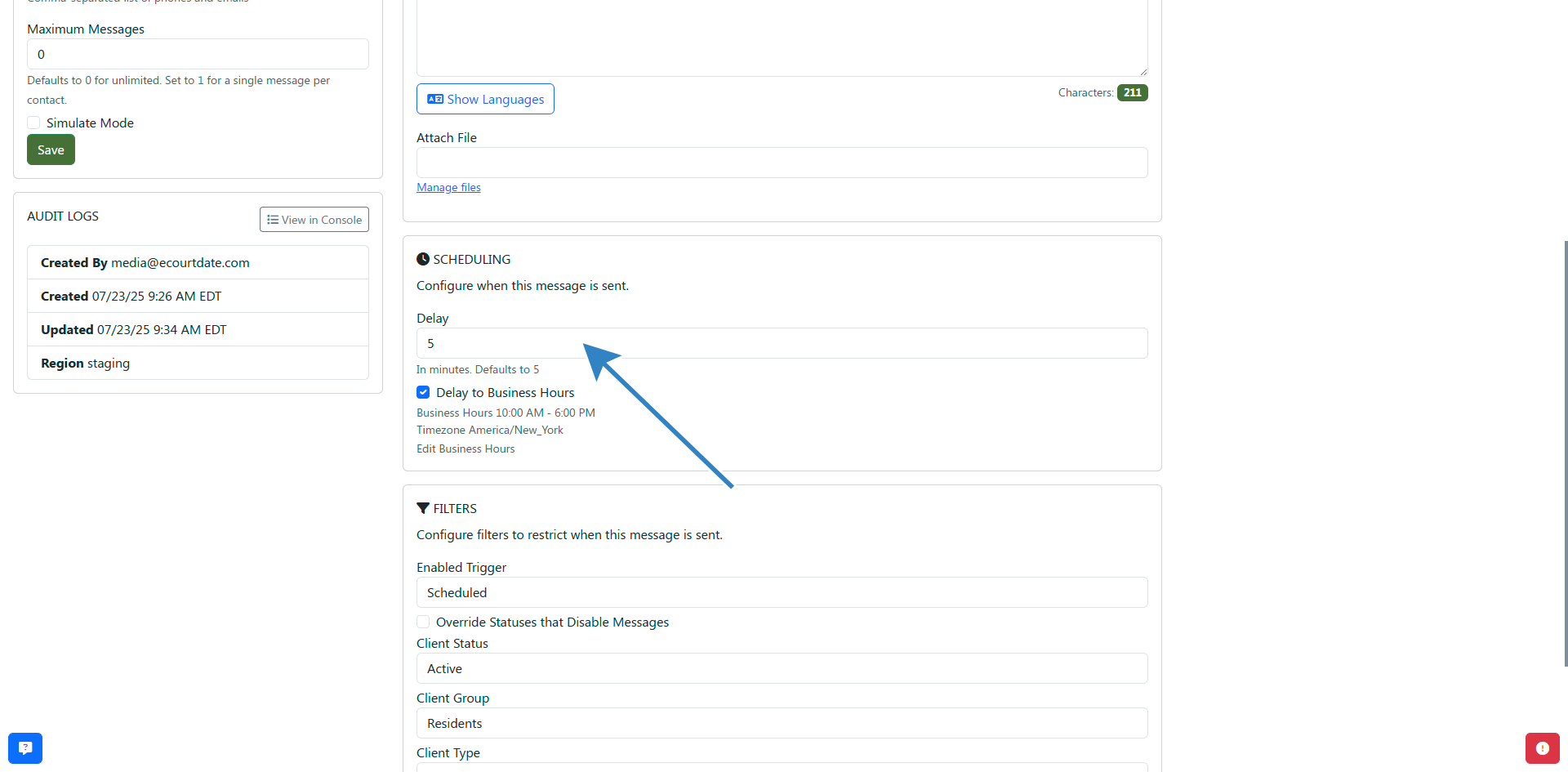 Message scheduling
