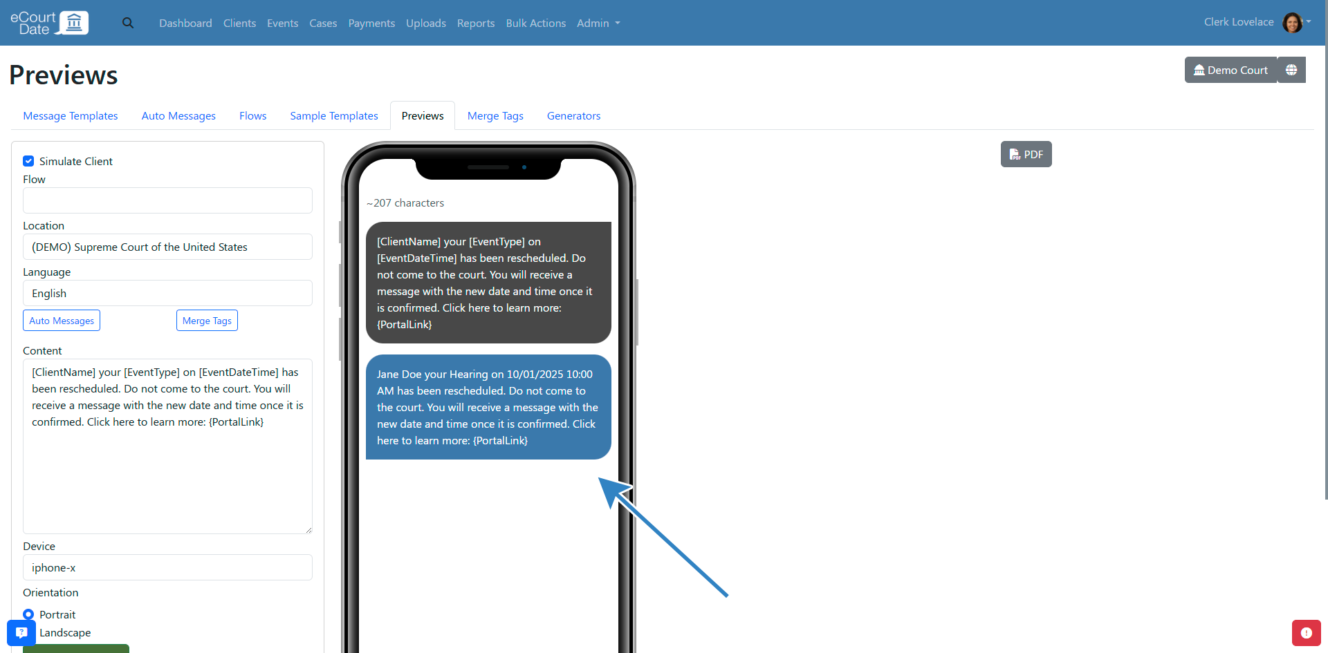 You can preview message with all of the changes