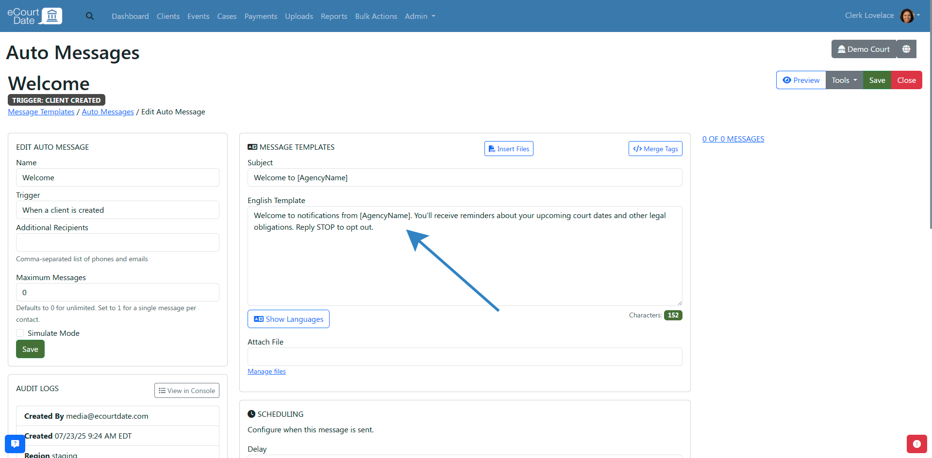edit your auto message