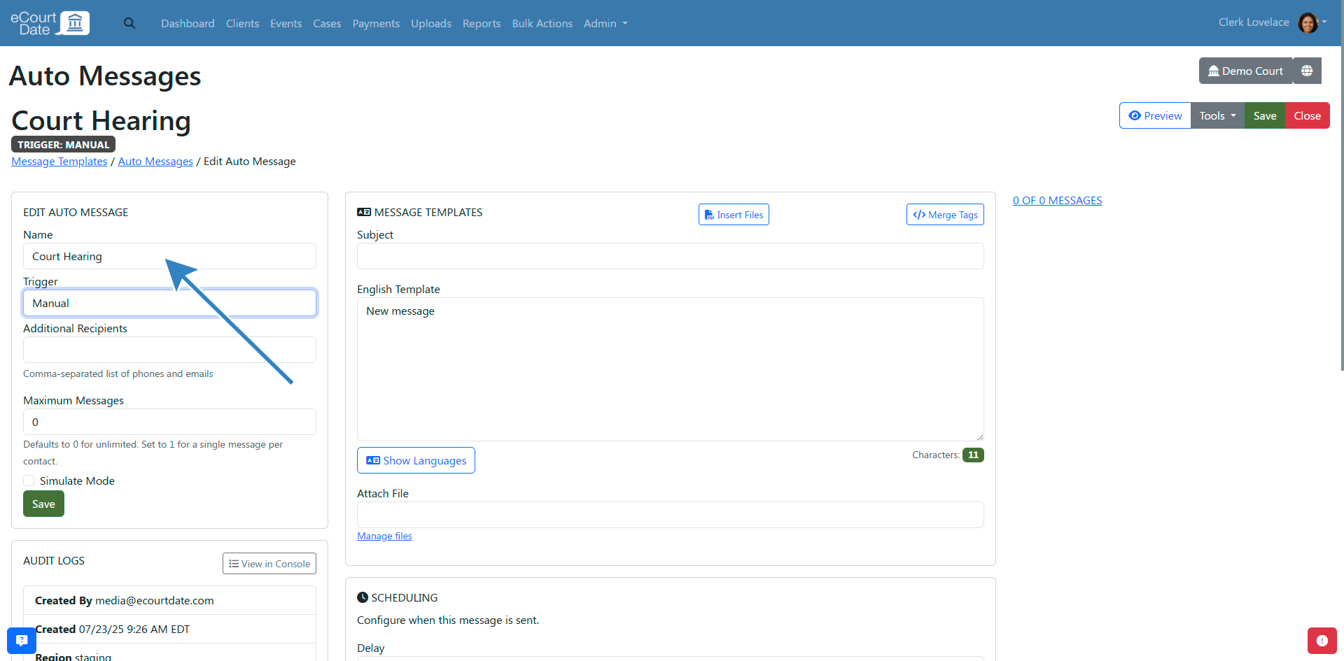 Create message from scratch