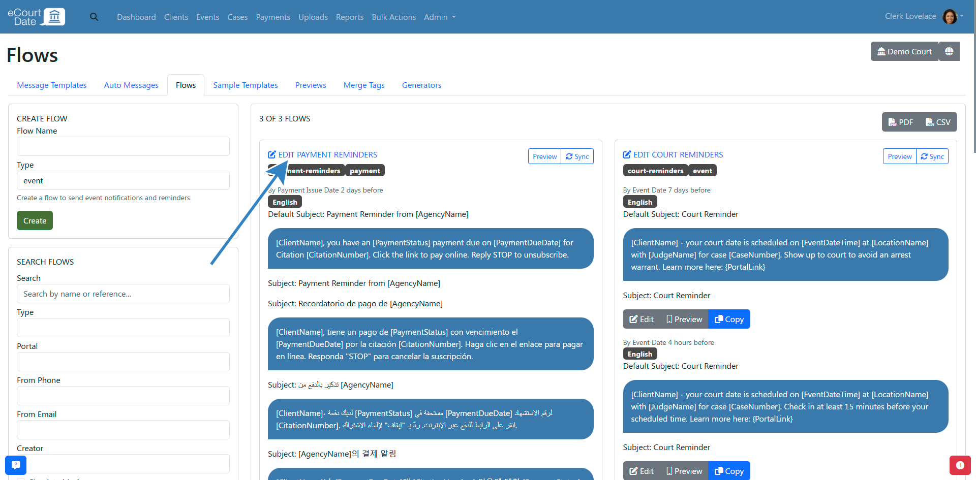 Edit flow button