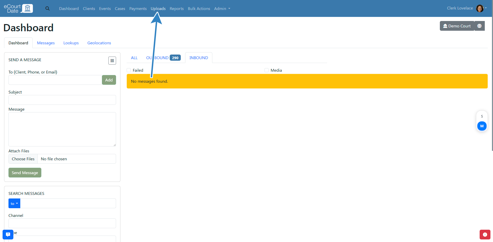 Navigate to uploads tab