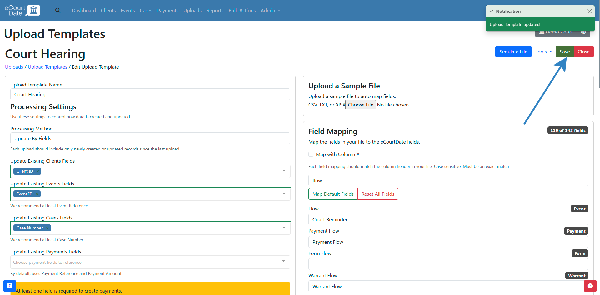 Click save button to apply changes