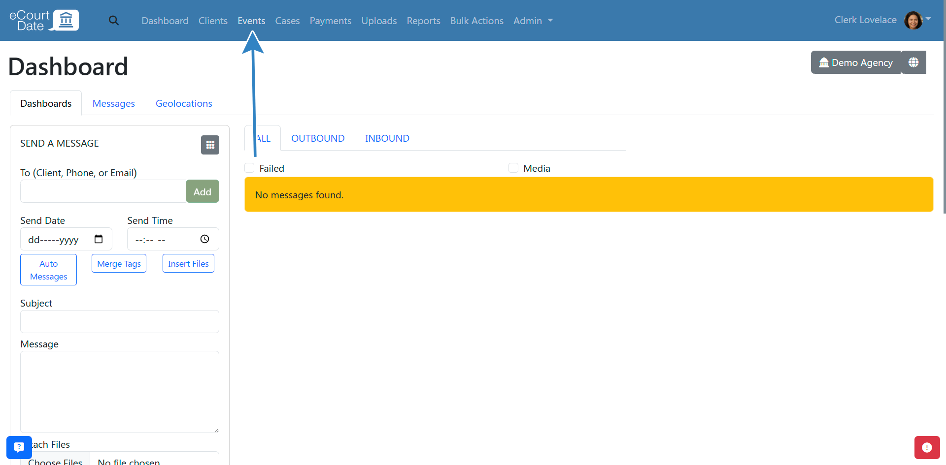 Navigate to Event Tab