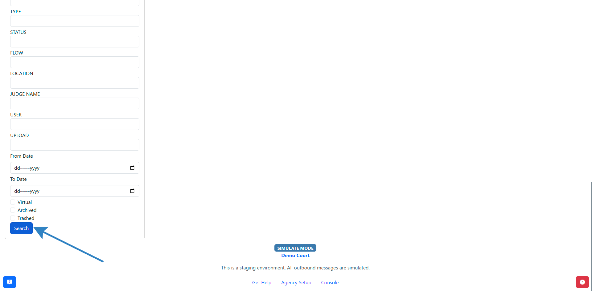 Click Search Button to search event