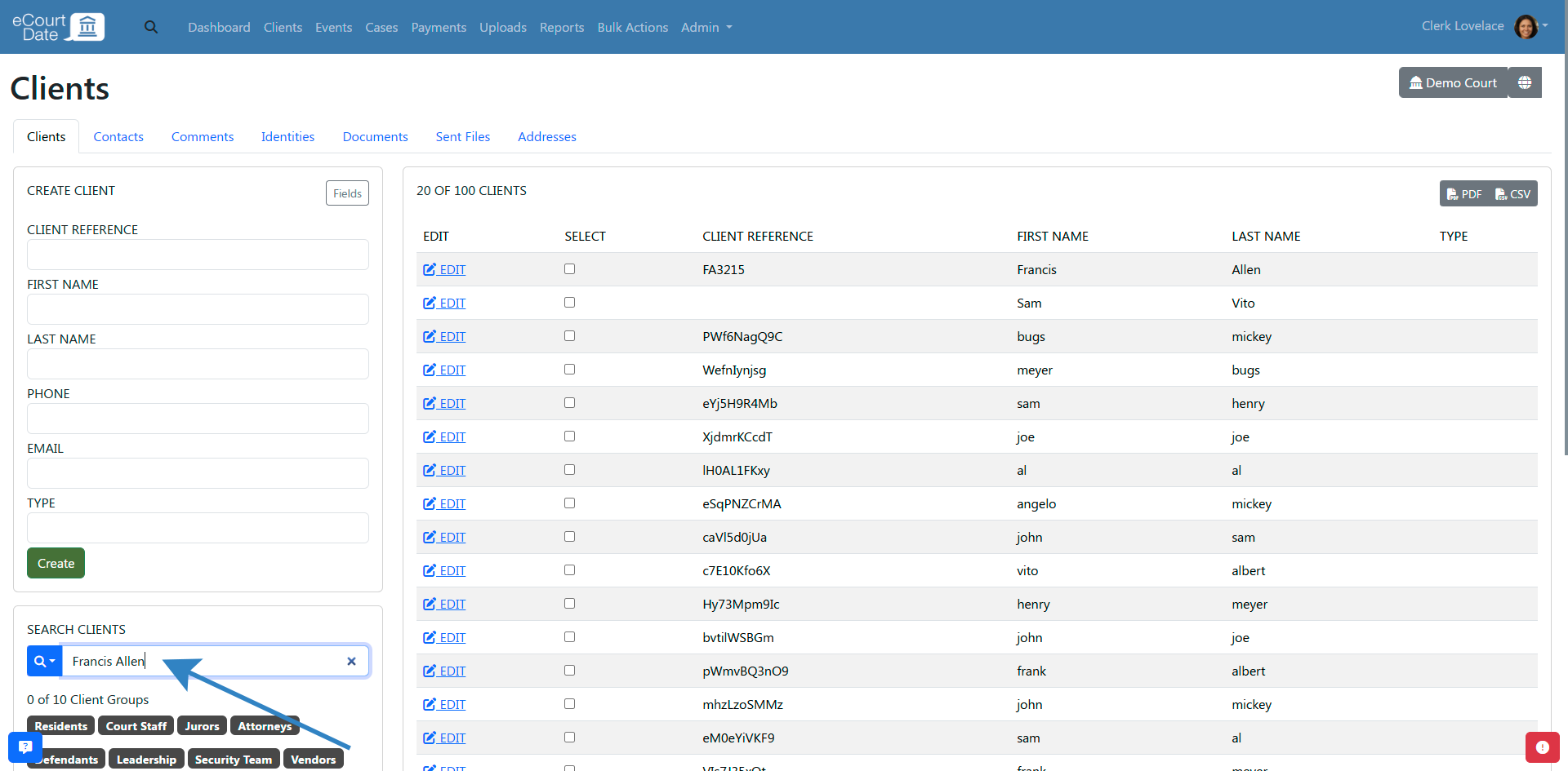 search client