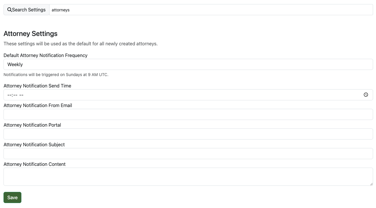 Attorney General Settings