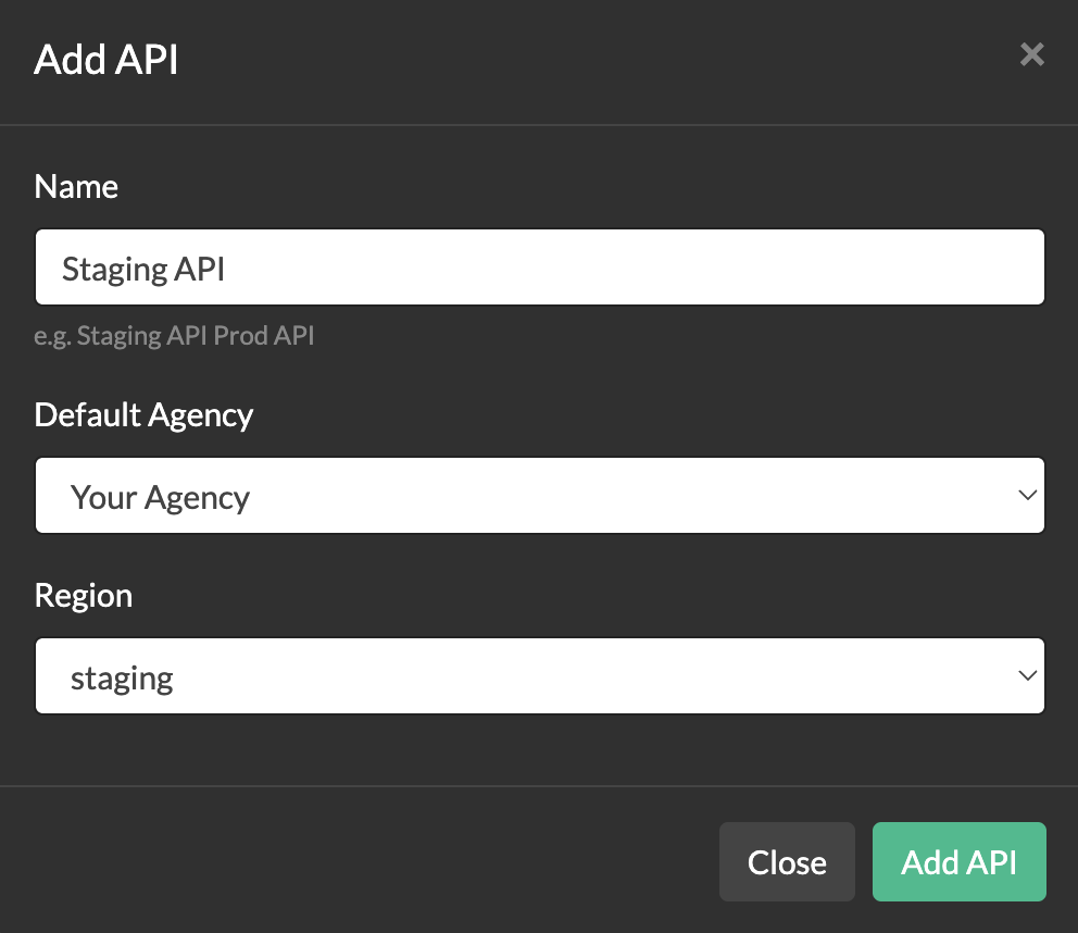Sample API Client Creation Screenshot