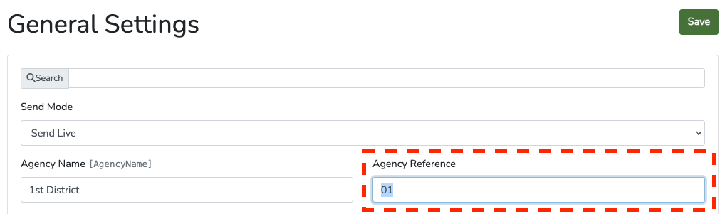 Agency Reference General Setting