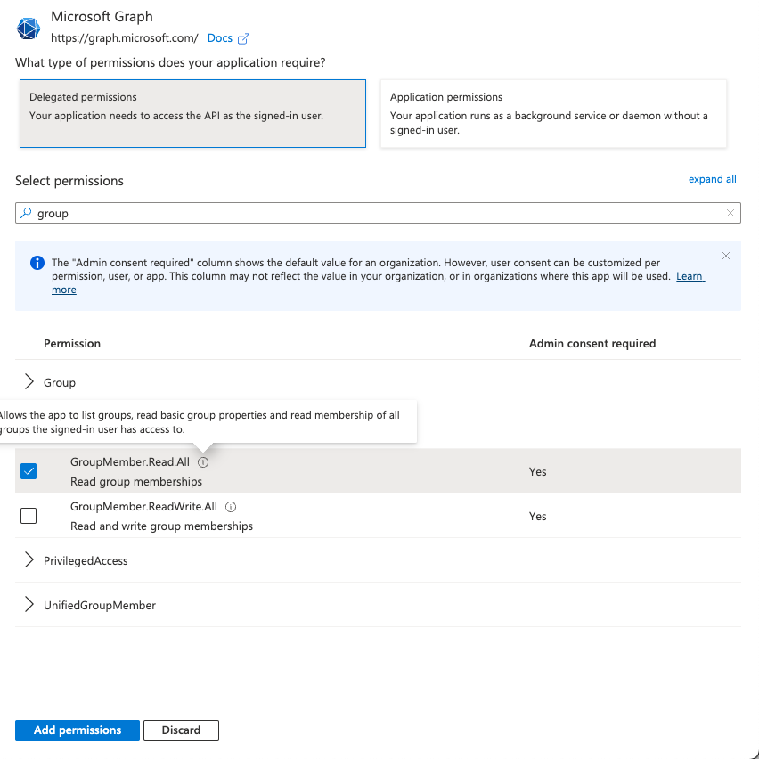 Azure GroupMember.Read.All Permission