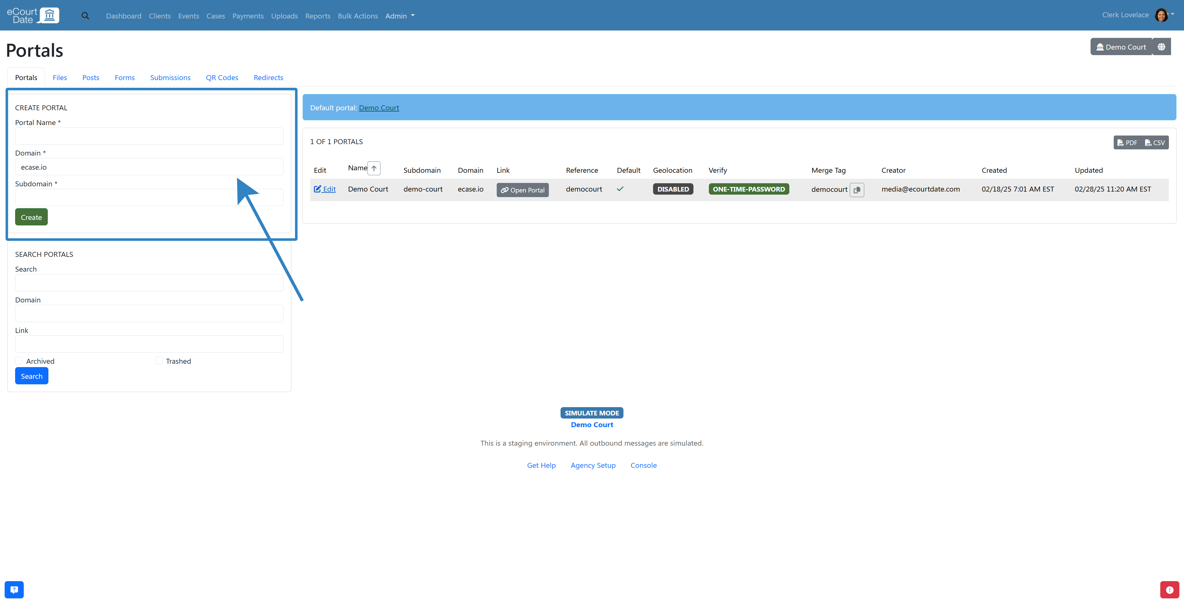 Create web portal