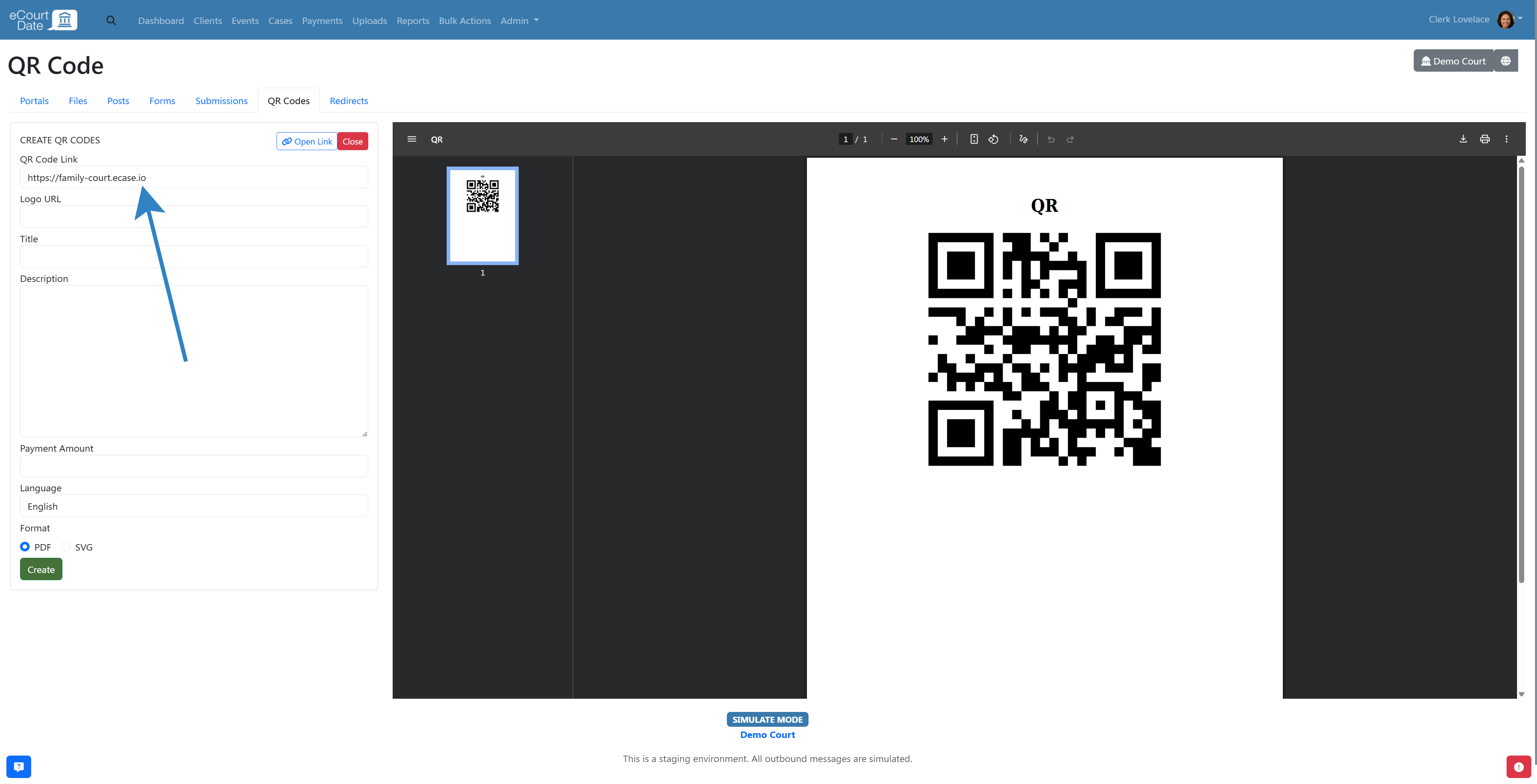 QR code is generated