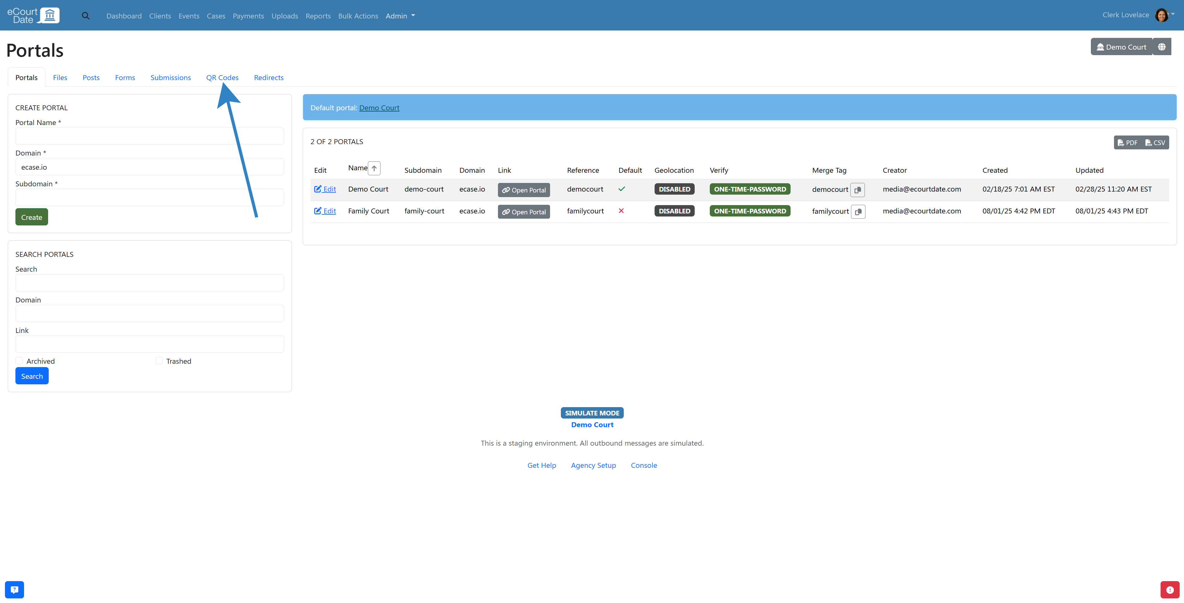Generate QR button