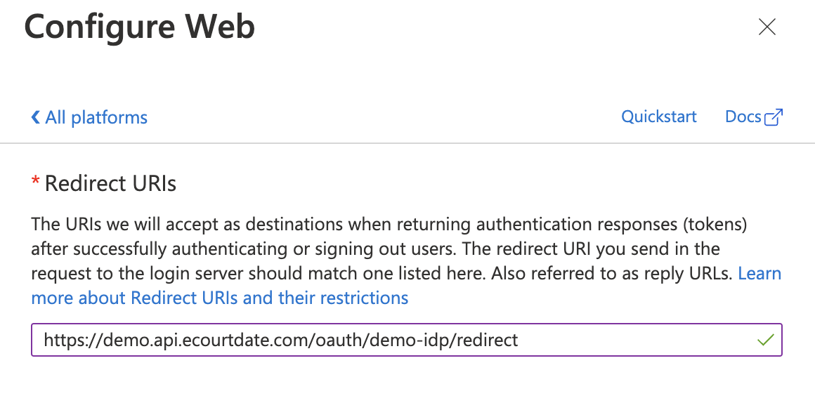 Azure Active Directory App Registration Web Platform