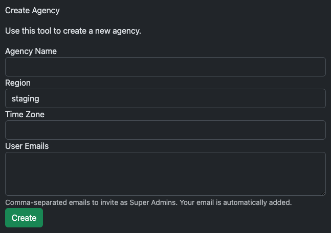 How to Create a New Agency