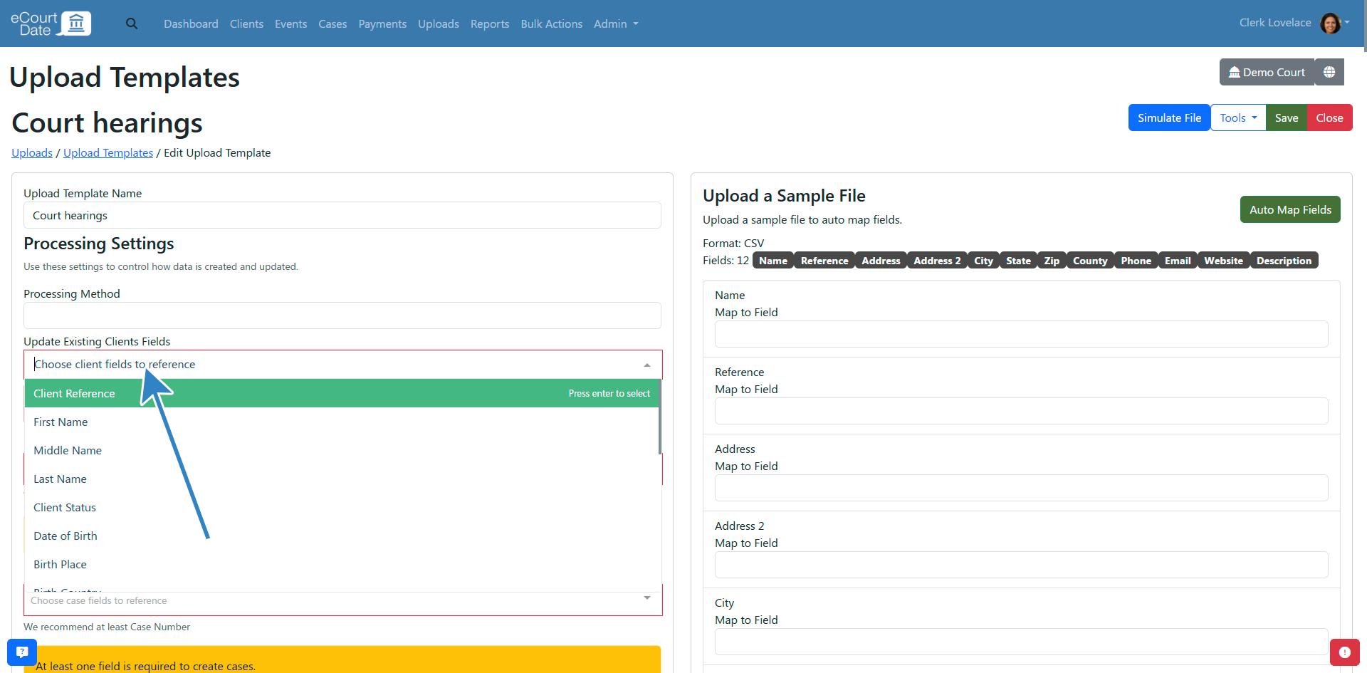 Update existing Clients