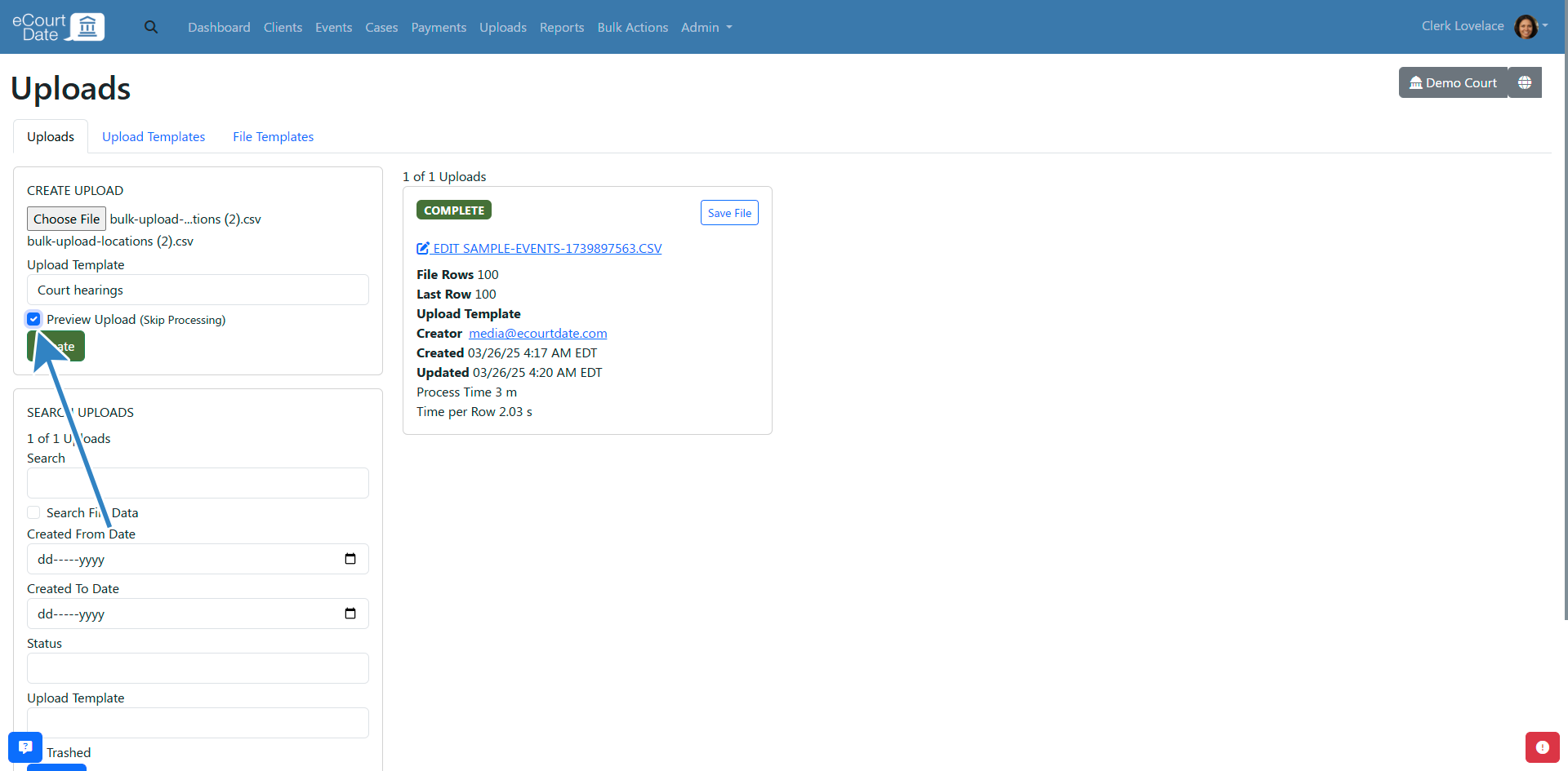 Preview Upload