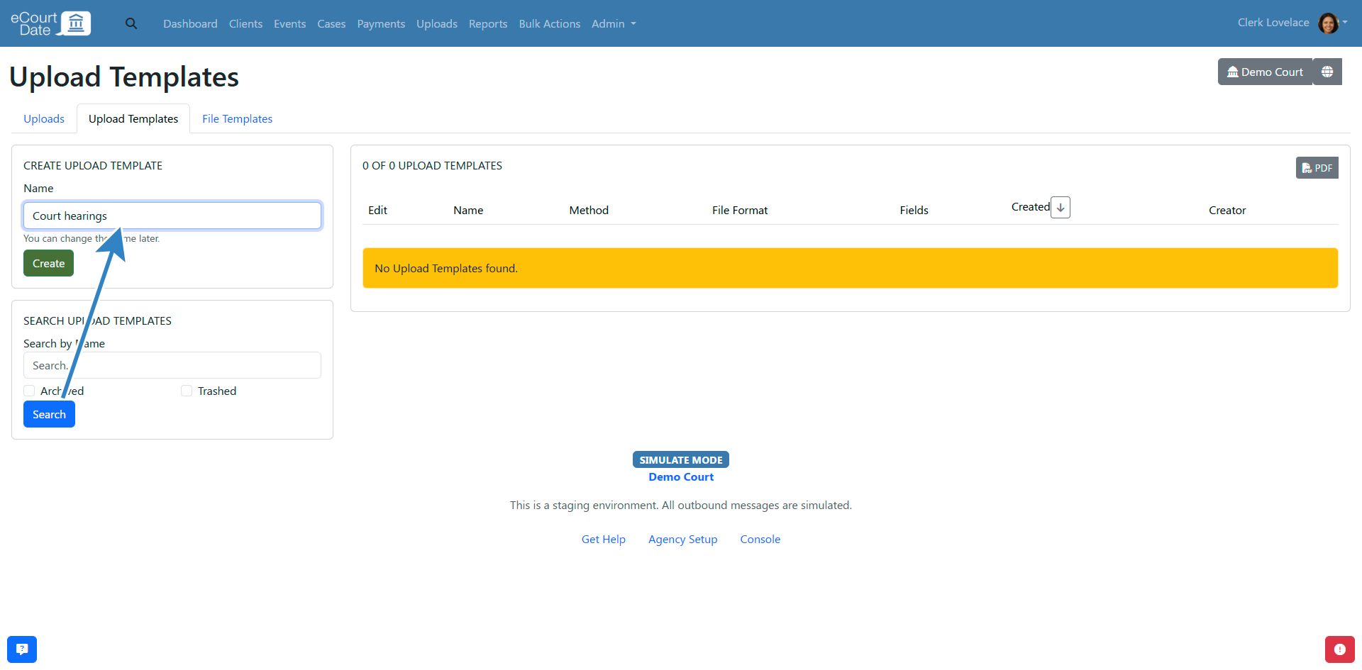Fill form to create upload