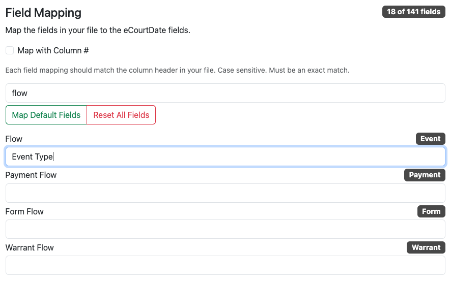 Upload Template Field Mapping