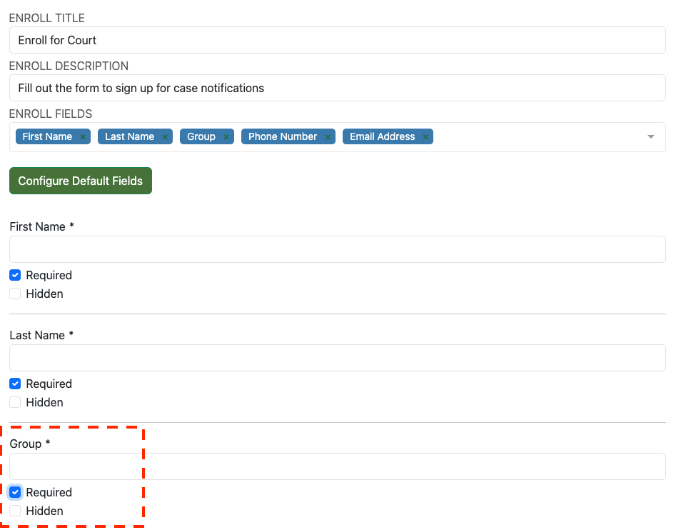 Include a Group Field in the Enroll Form
