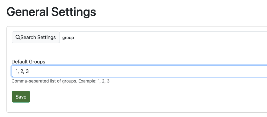 Configure Default Groups Setting