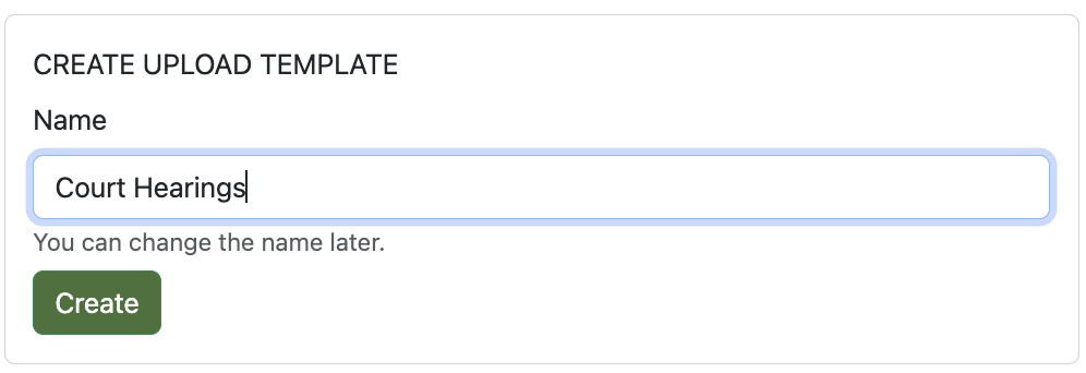 Create a New Upload Template