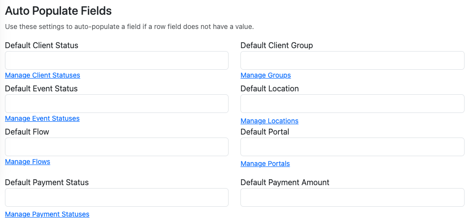 Upload Templates Auto Populate Fields Settings