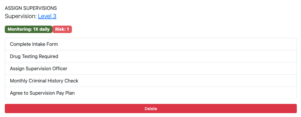 Client Supervision Level Example