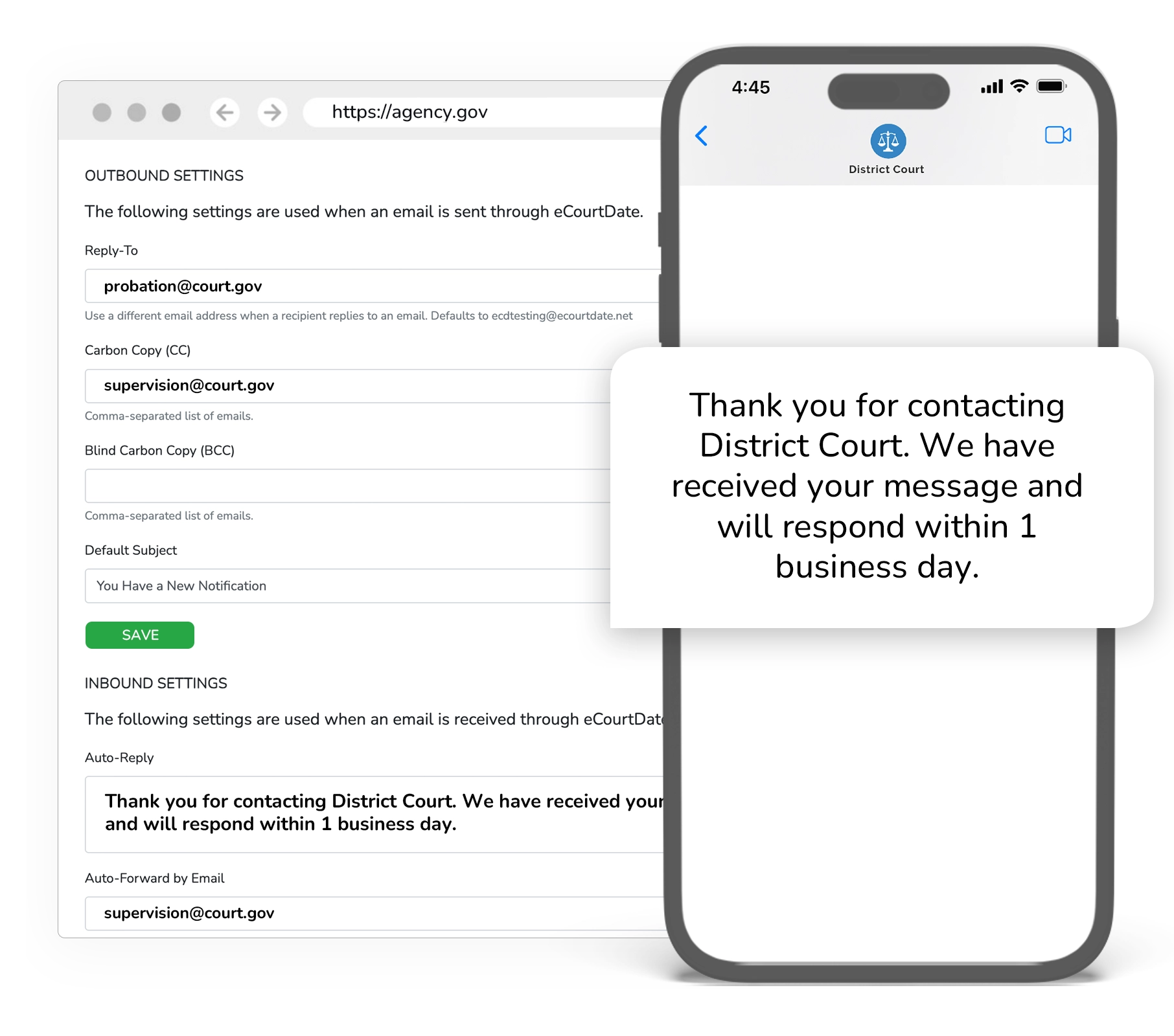 Auto forwarding for inbound and outbound messages
