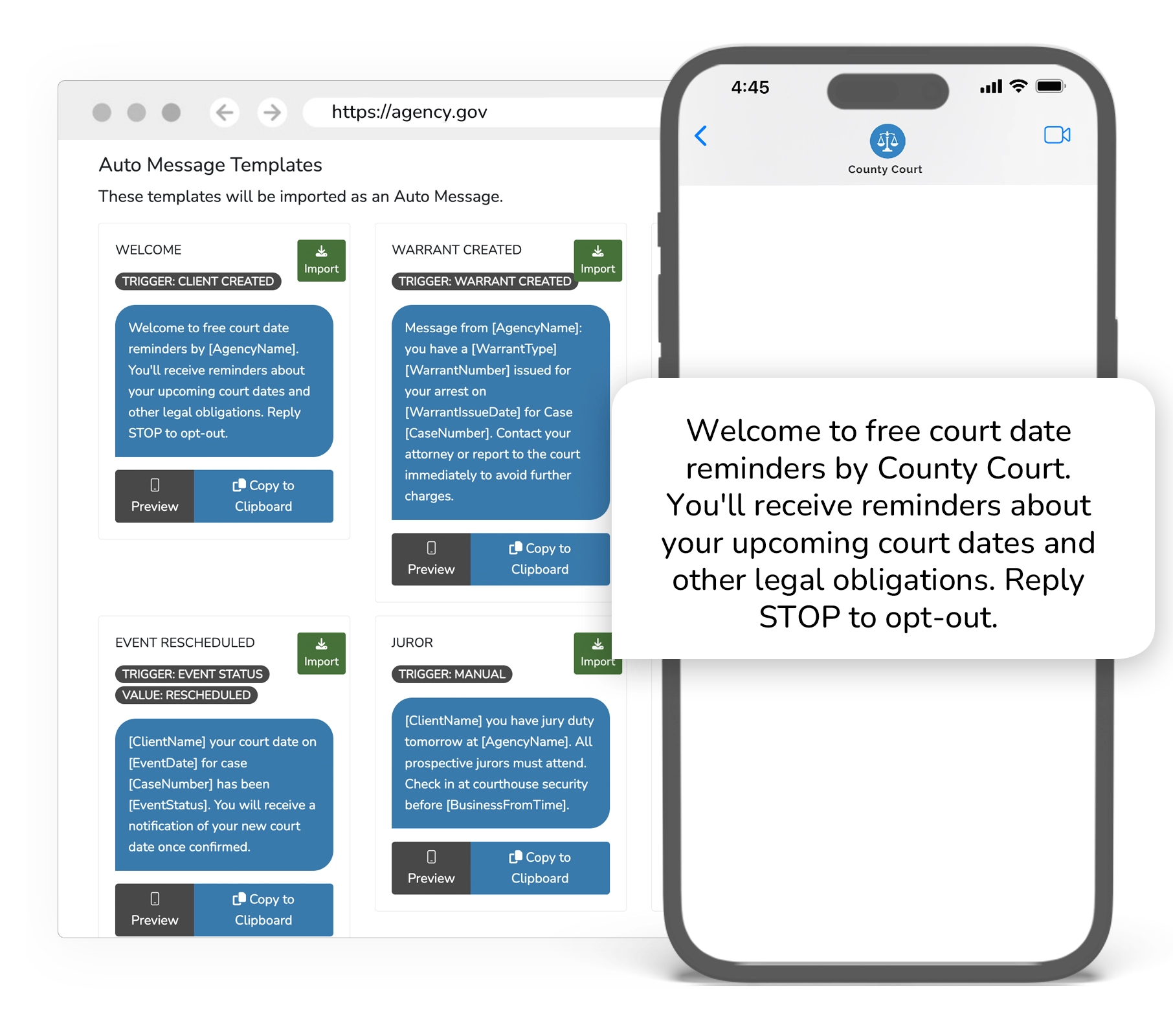 Demo of Sending a Bulk Message Action in eCourtDate