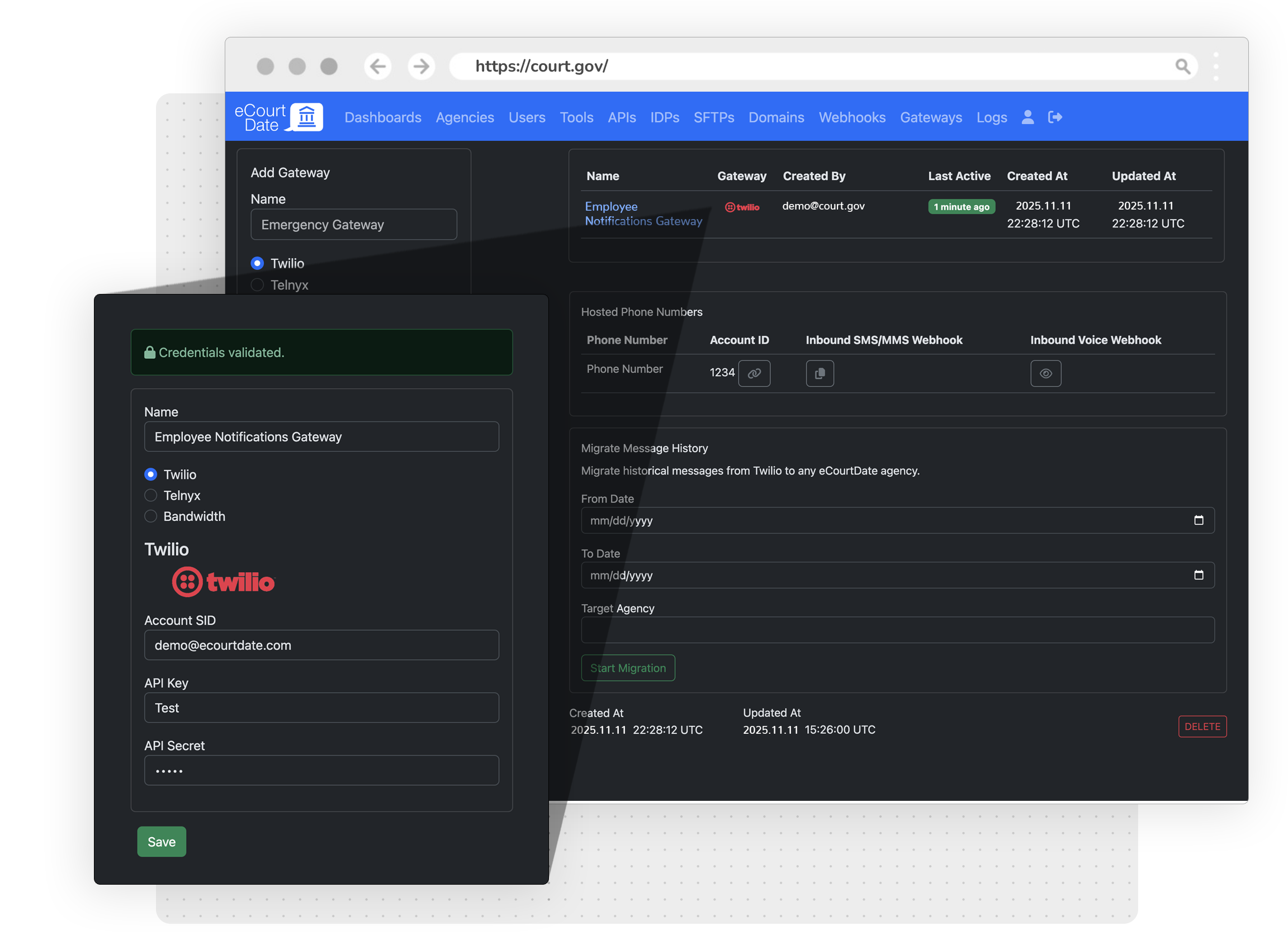 Demo of Sending a One-off Message in eCourtDate