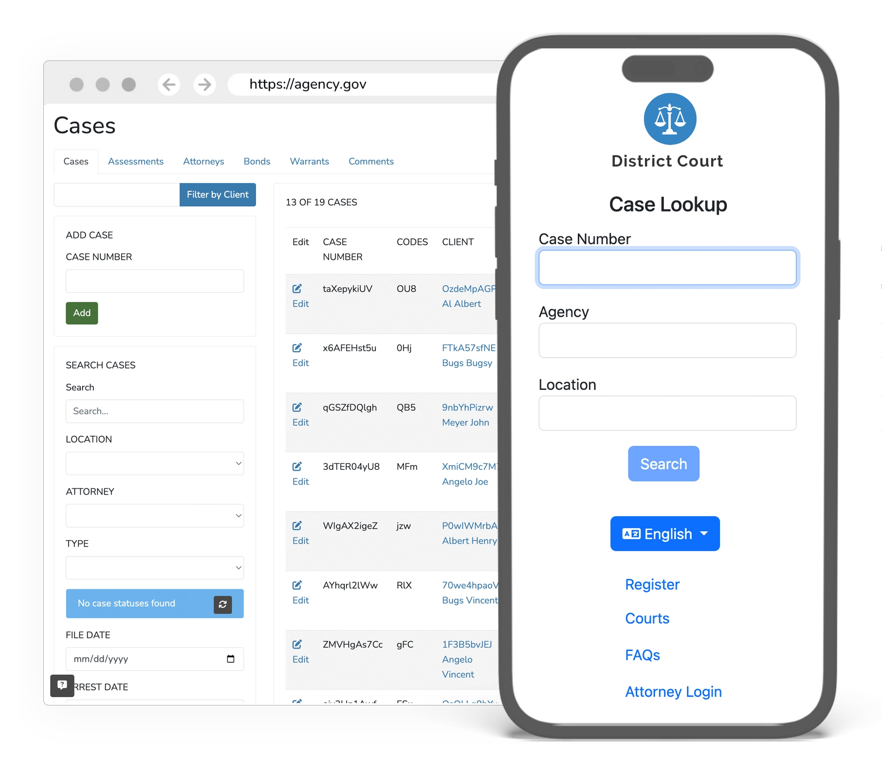 Case look up self service portal