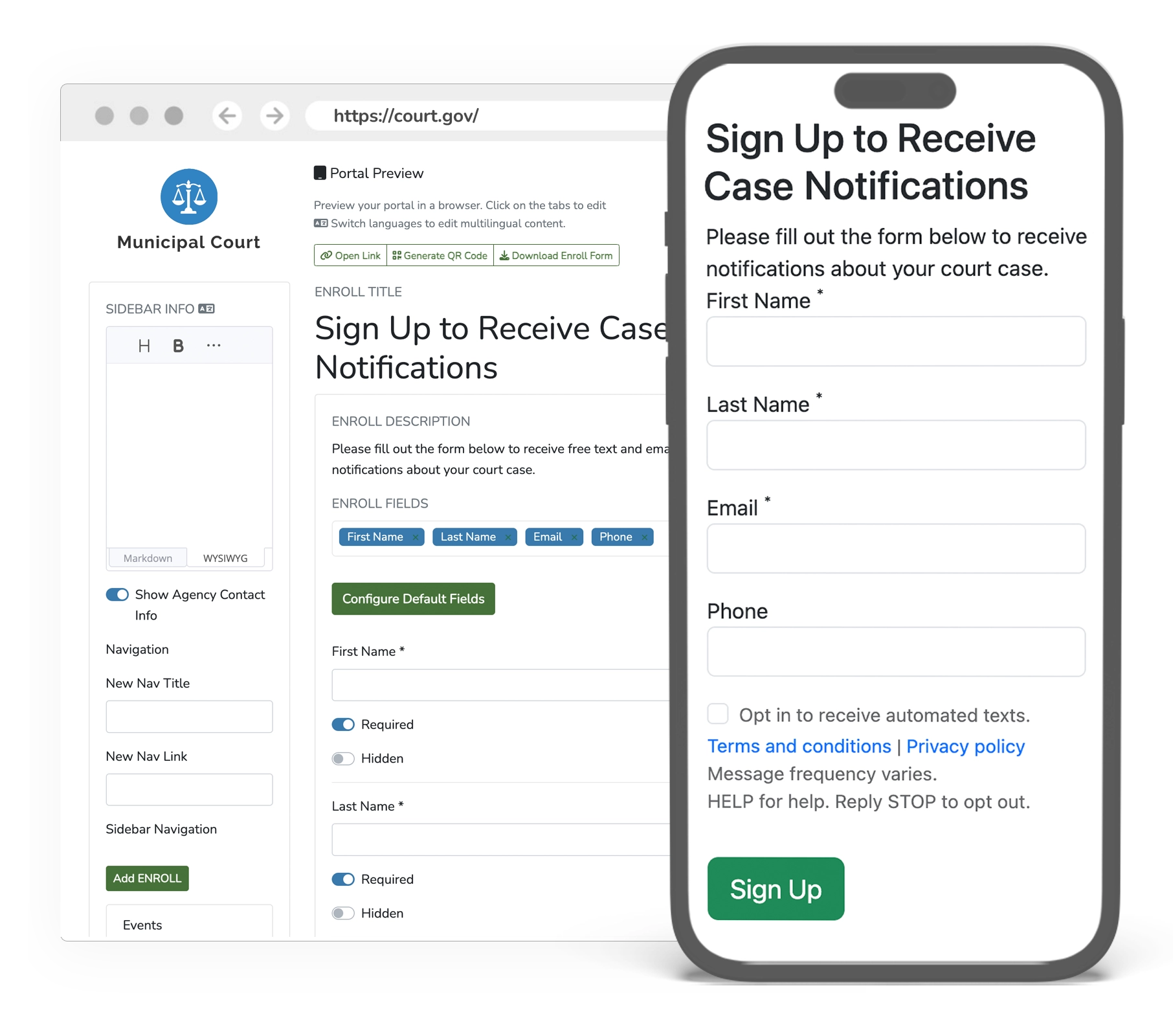 Fillable form example on portal