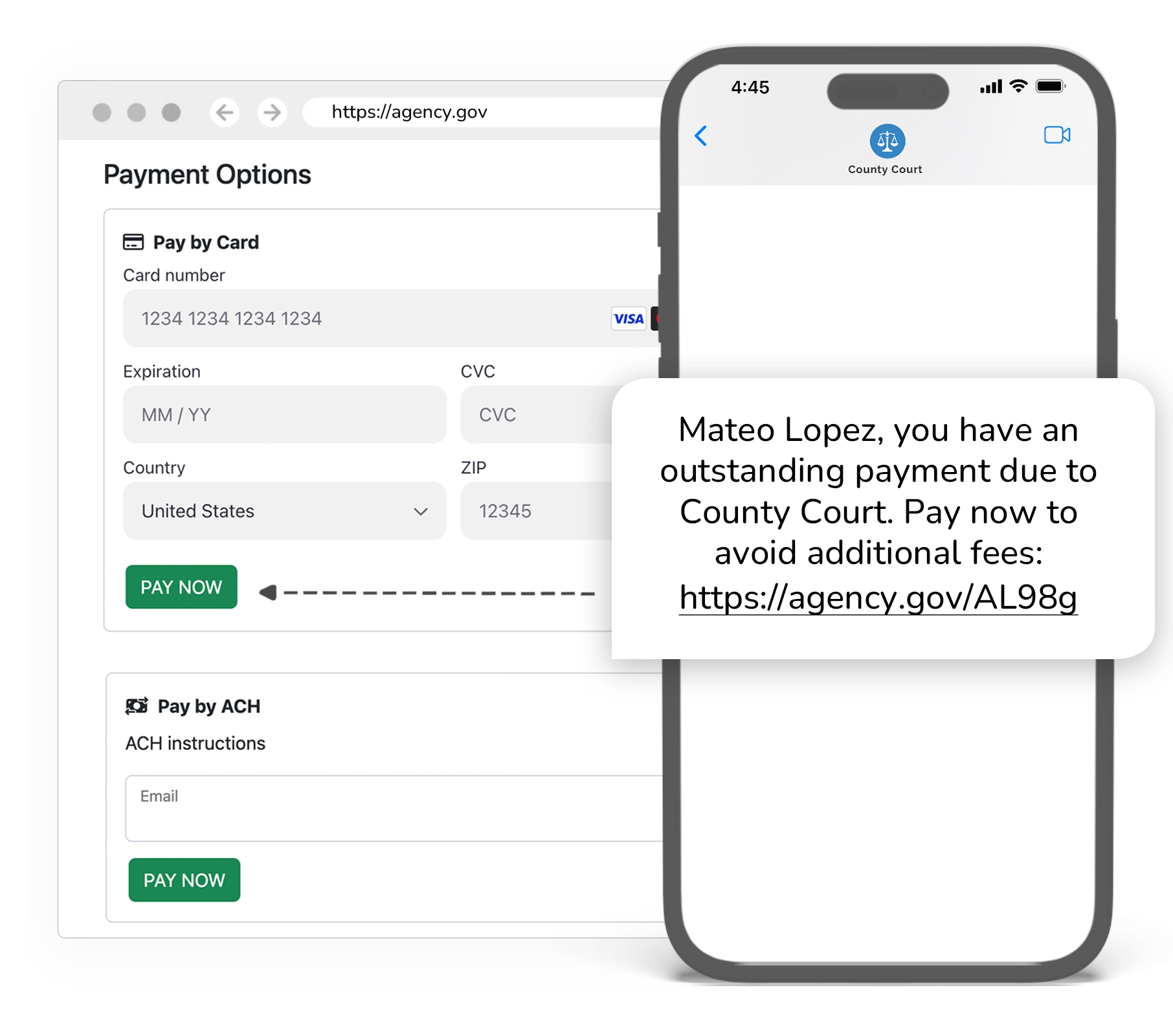 Demo of Government Payment Portal with a Dedicated Link