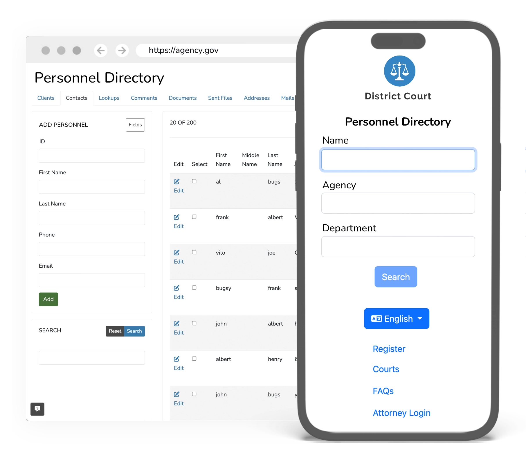 Searchable Personnel Directory