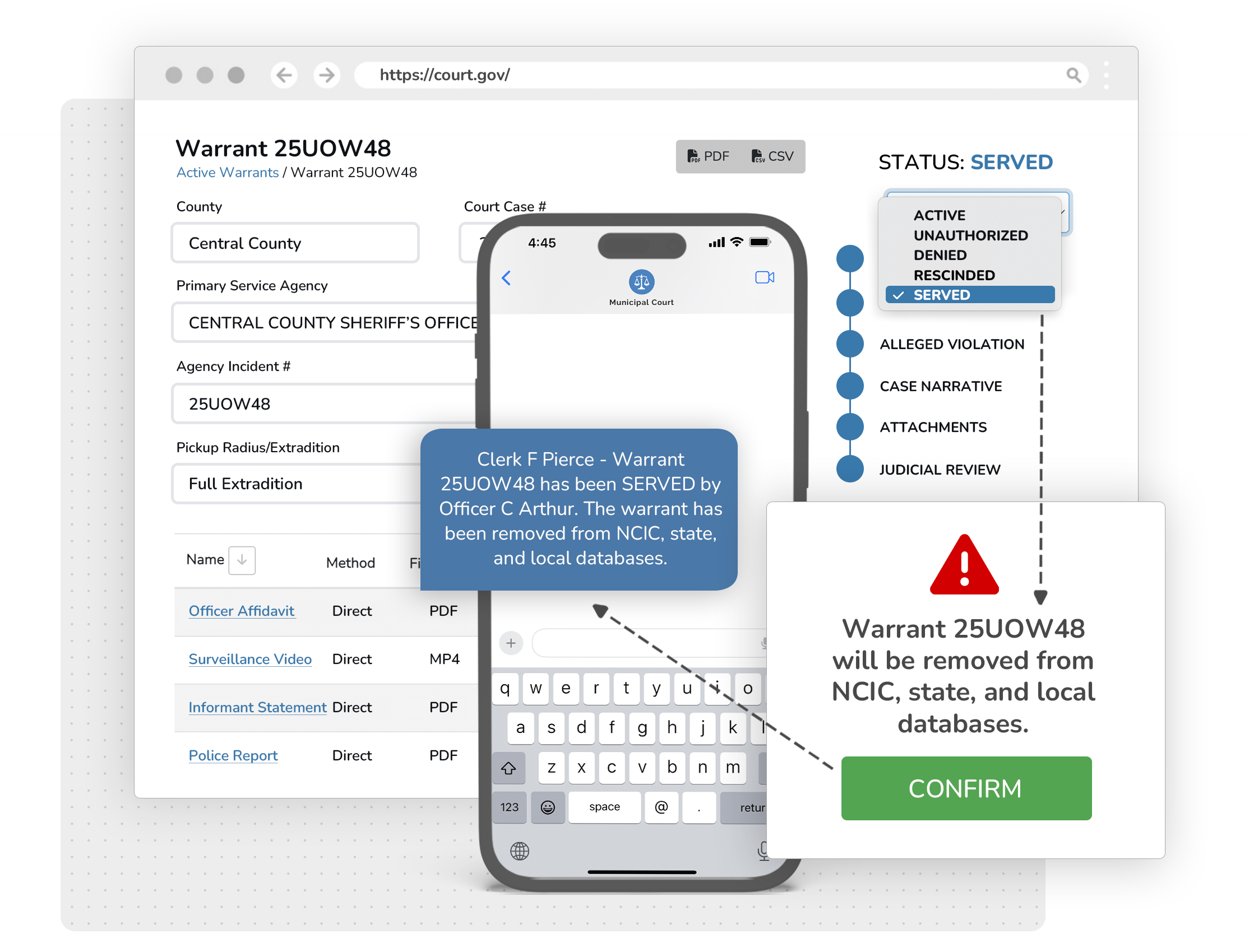Warrant Served Notifications